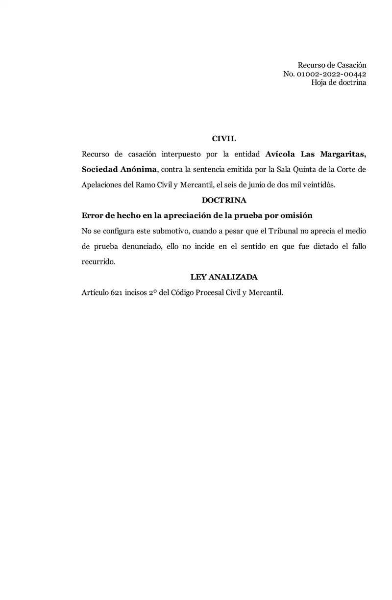 Supreme Court rejected cassation by Las Margaritas