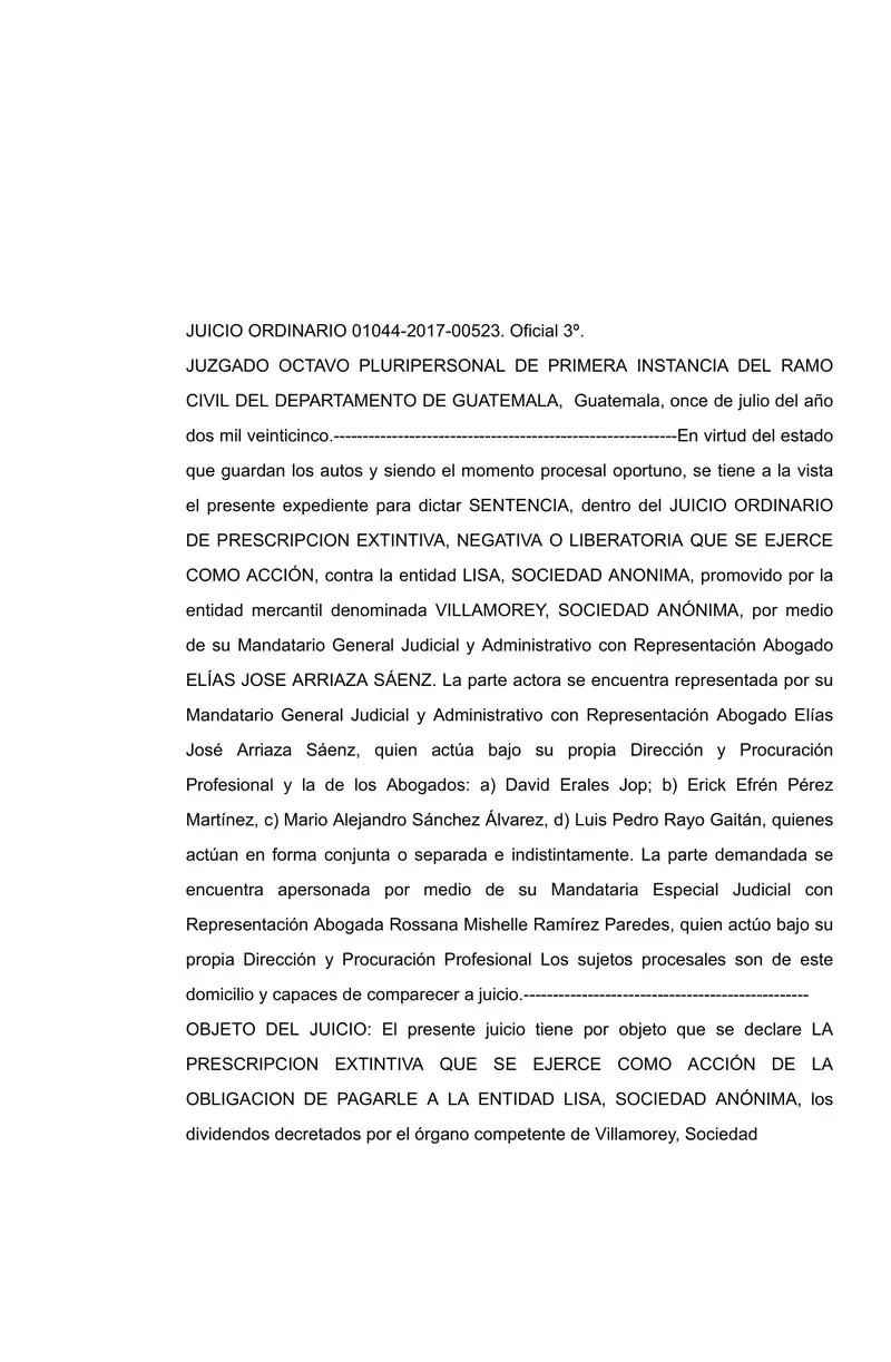 Preview image for Court dismissed dividend case by Villamorey, S.A.