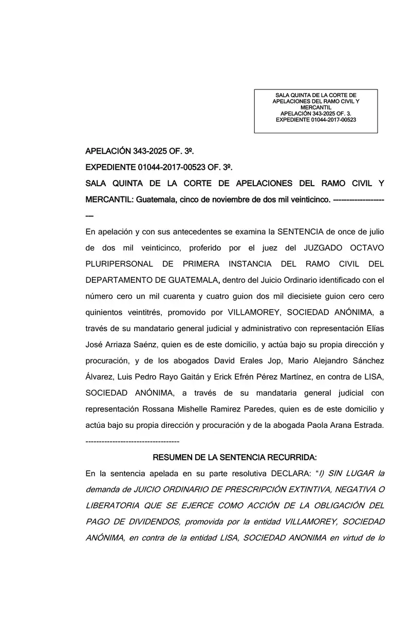 Preview of Confirma rechazo a prescripción de dividendos
