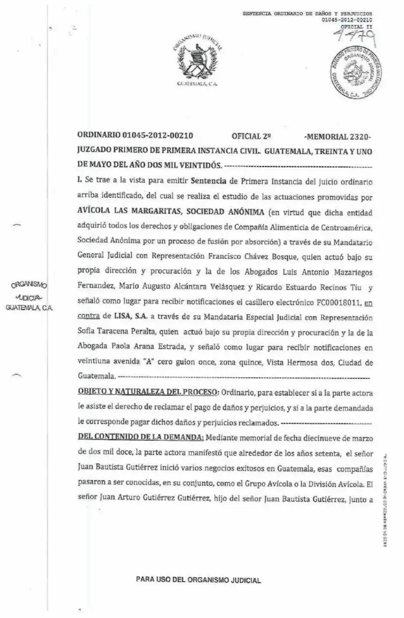 Court dismissed damages claim by Las Margaritas