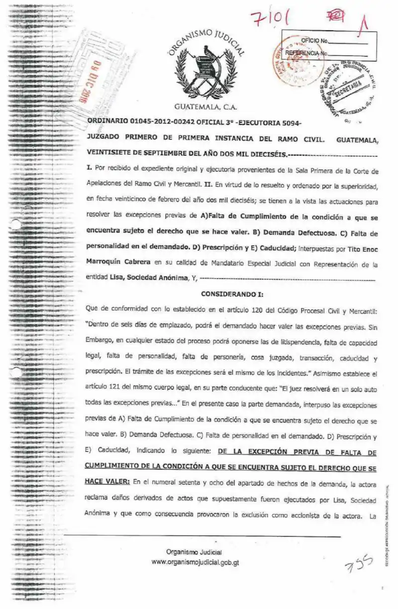 Court dismissed damages claim by Forrajera