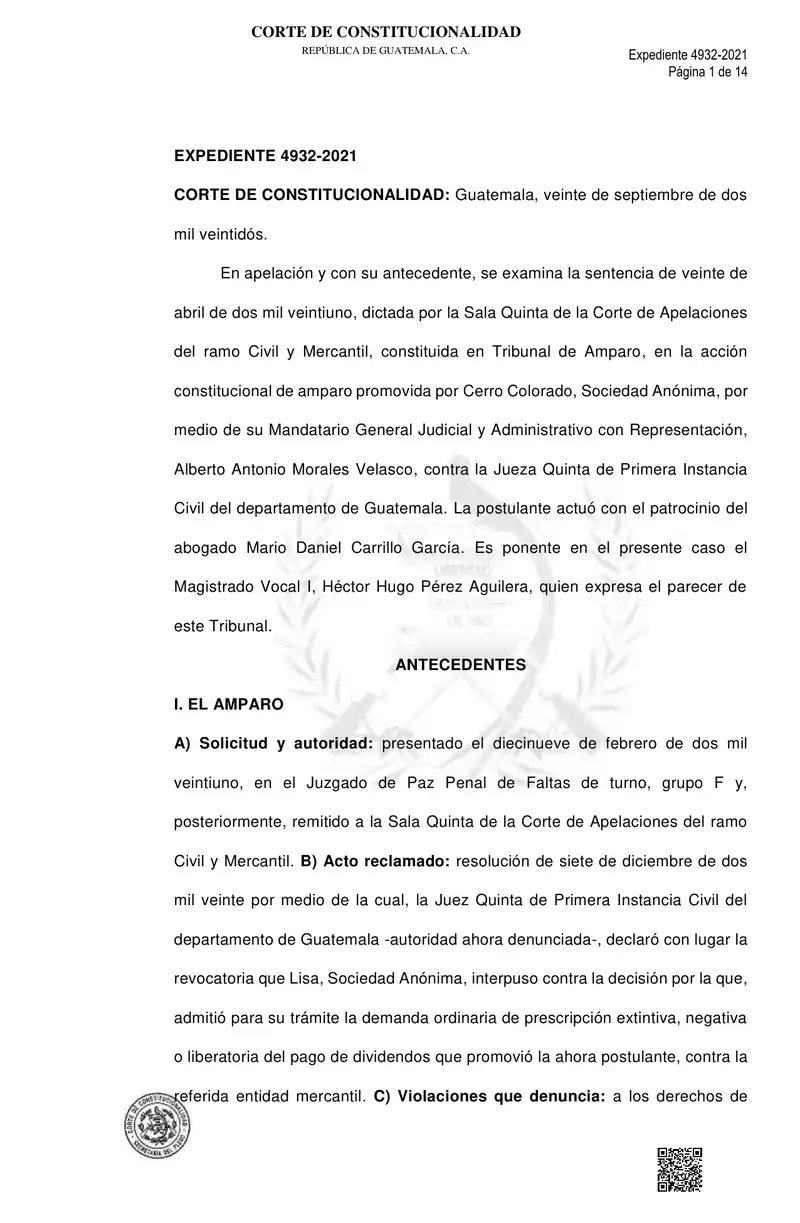 Confirma revocatoria de Lisa; apelación de Cerro Colorado rechazada