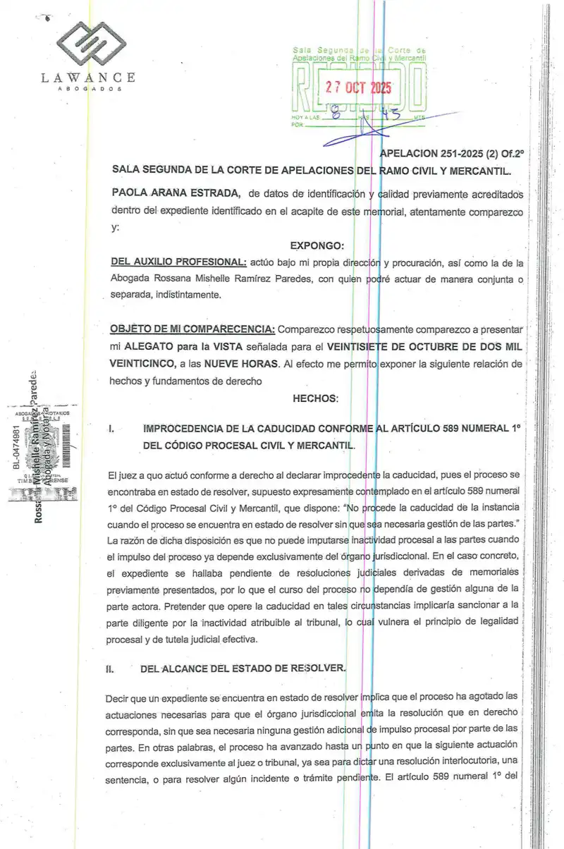 Opposes dismissal for inactivity
