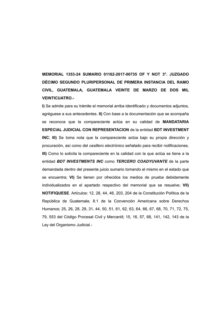 Court admitted BDT as co-party in Reproductores case