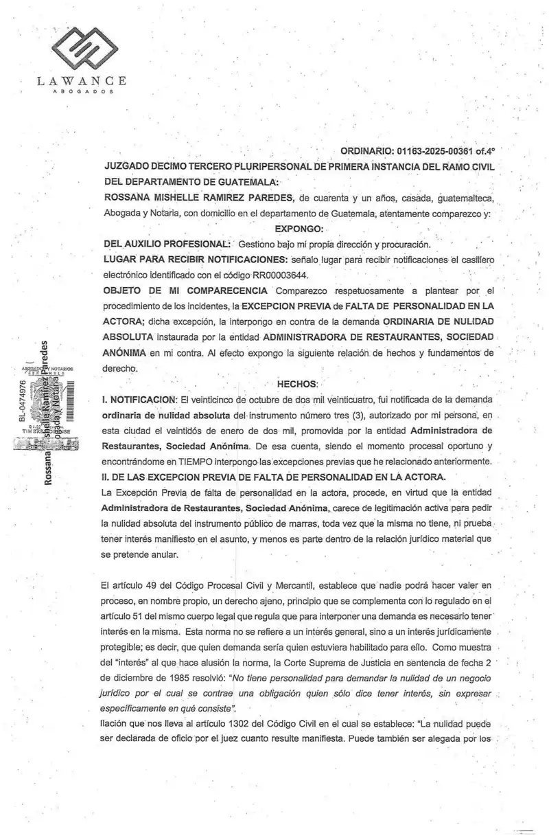 Preview image for Objeta la legitimación activa de Administradora de Restaurantes
