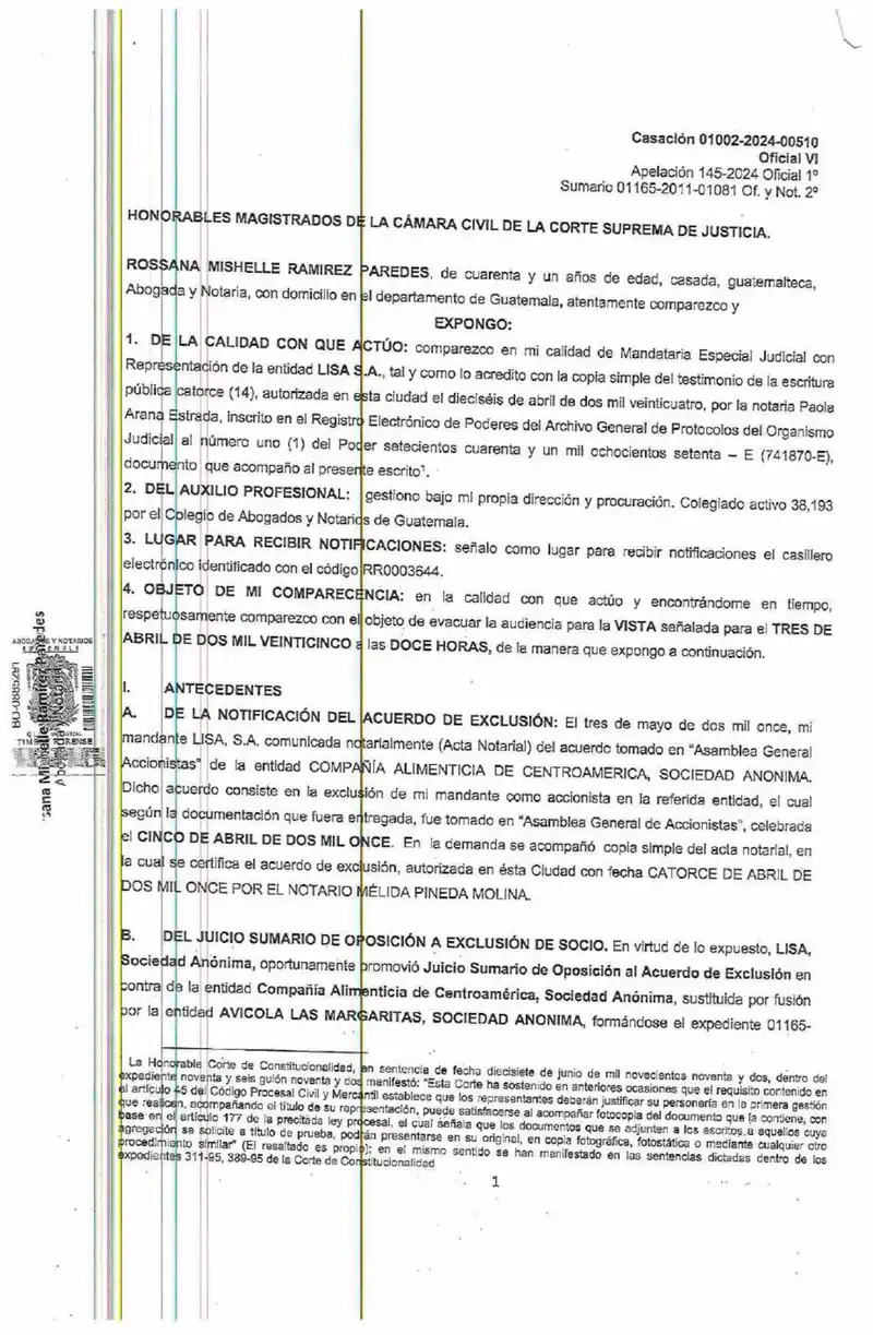 Lisa se opuso a casación de Avícola Las Margaritas