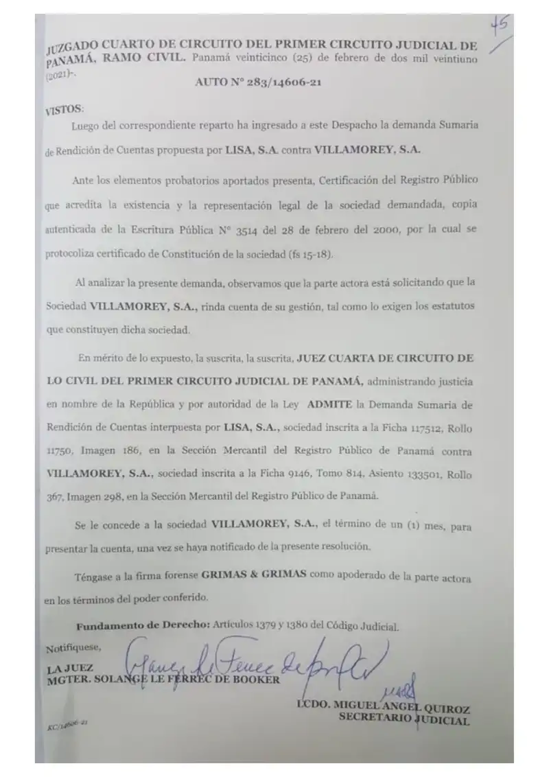 Admits Lisa’s accounting demand