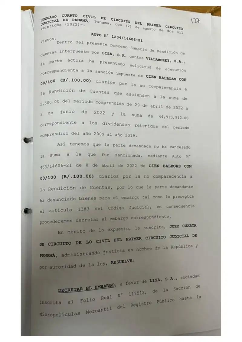 Preview image for Juzgado ordenó embargo para ejecutar deuda de $44M