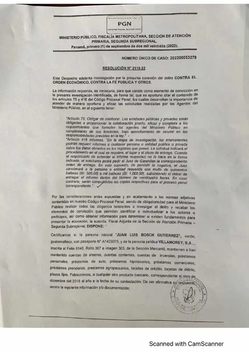 Preview image for Fiscalía ordenó investigación bancaria a Bosch y Villamorey