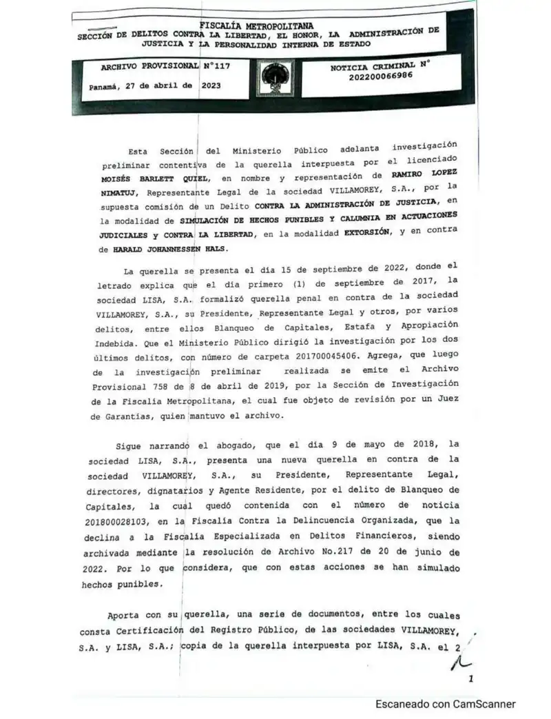 Preview image for Fiscalía archivó denuncia de extorsión de Villamorey