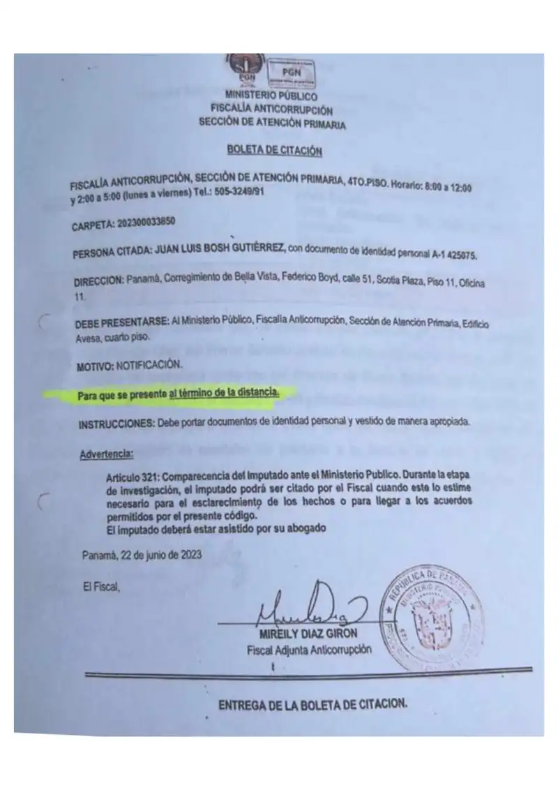 Orders Bosch to appear before anti-corruption prosecutors