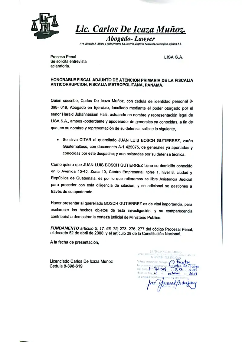 Asks to summon Bosch for clarification in investigation