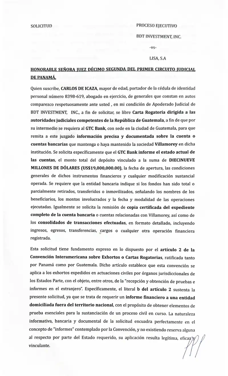 Pide que GTC Bank rinda información sobre depósito de $19M
