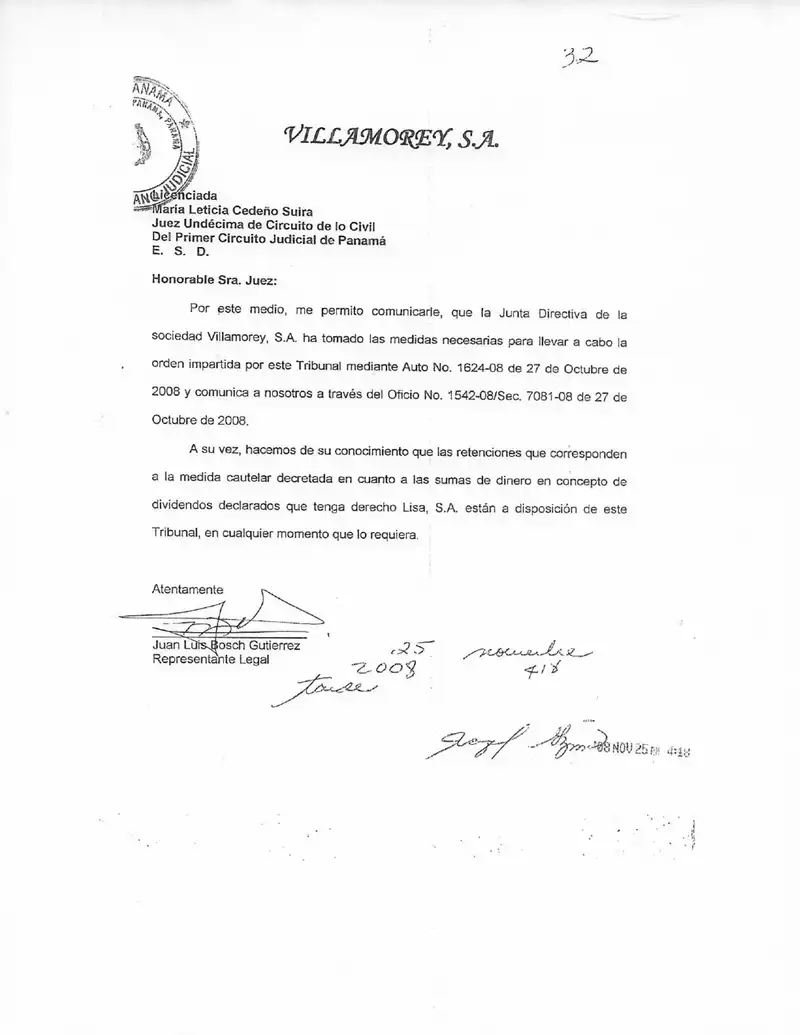 Bosch states Lisa’s dividends are at court’s disposal