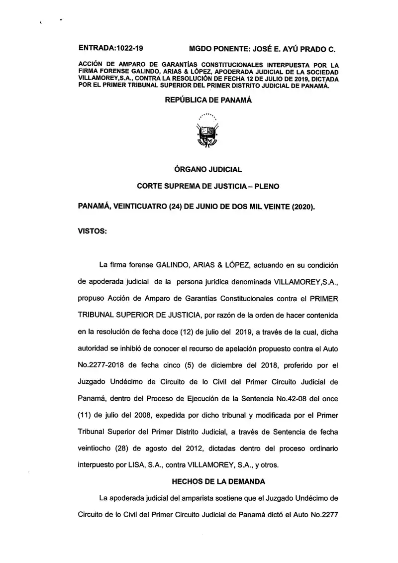 Preview image for Corte Suprema negó amparo constitucional de Villamorey
