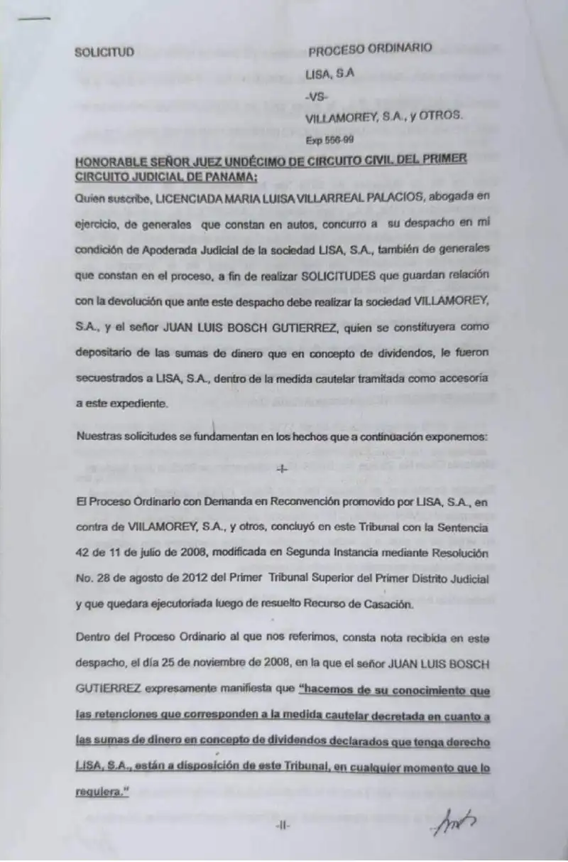 Lisa requests compliance with dividend return order