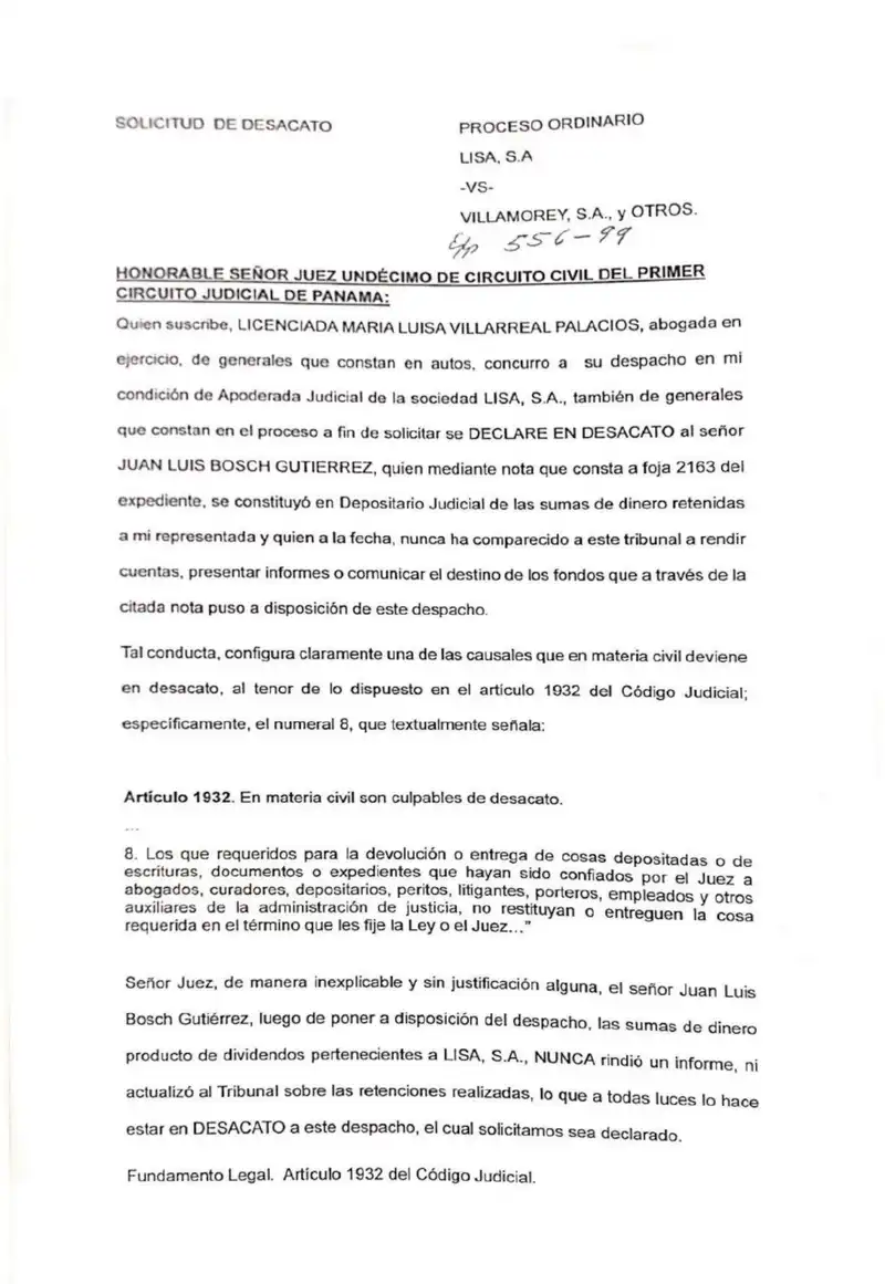 Lisa accuses Bosch of contempt for not returning funds