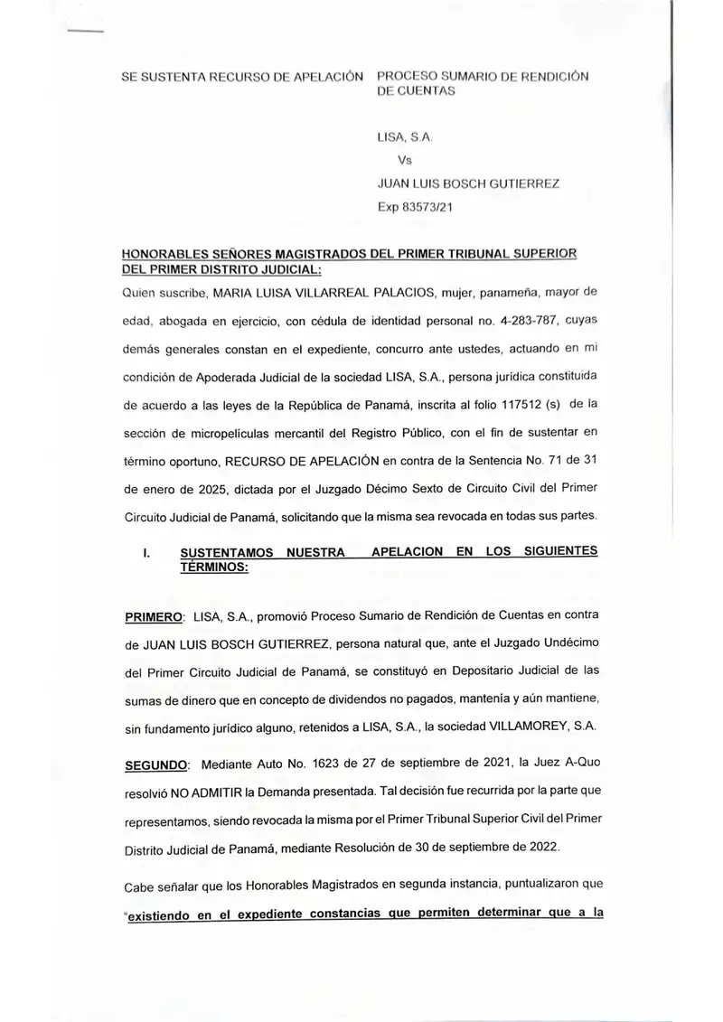 Challenges ruling denying Lisa’s legitimacy and BDT’s intervention