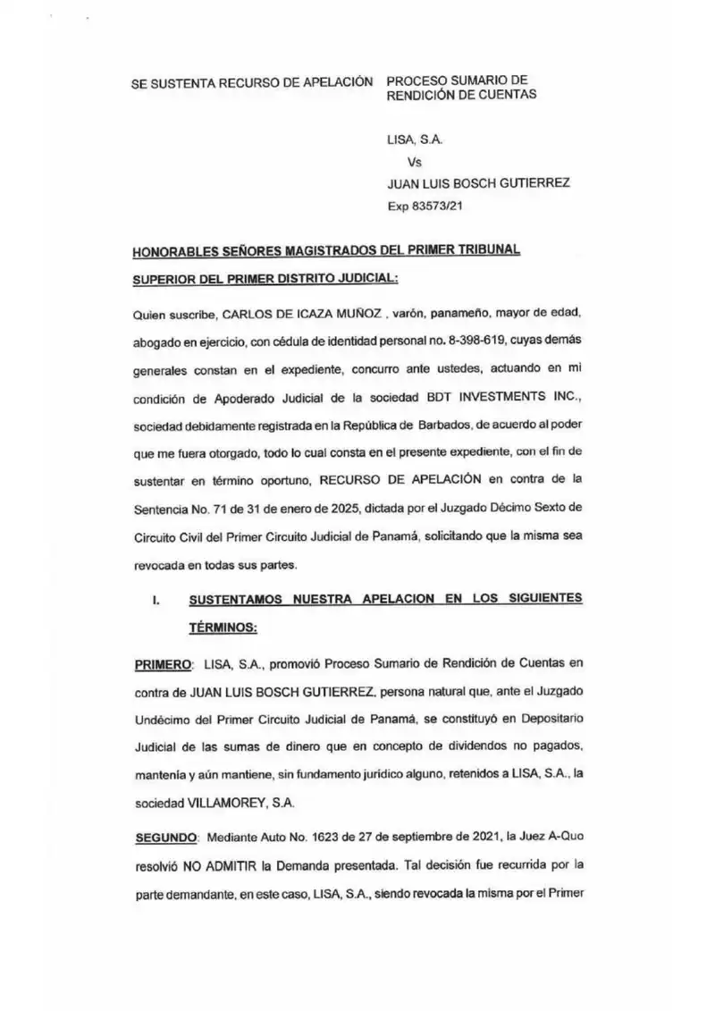 BDT challenges ruling rejecting its intervention and Bosch’s duty to account