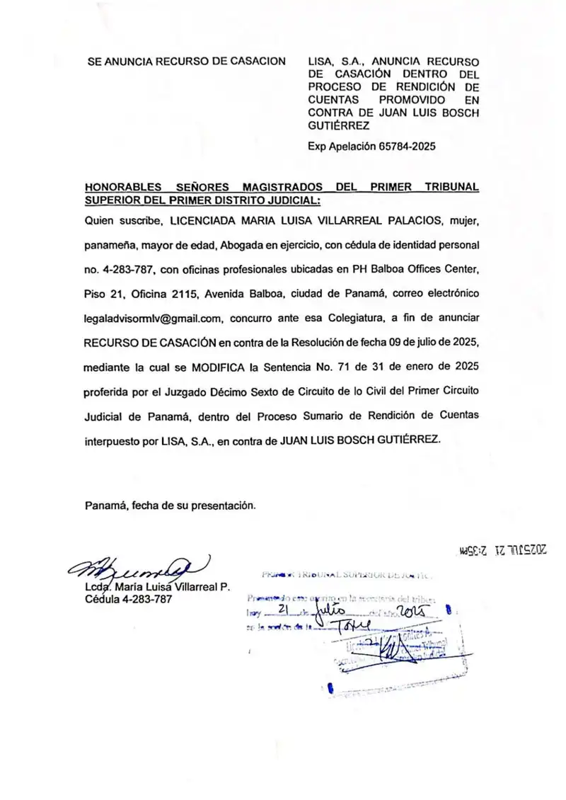 Lisa filed cassation appeal against dismissal ruling