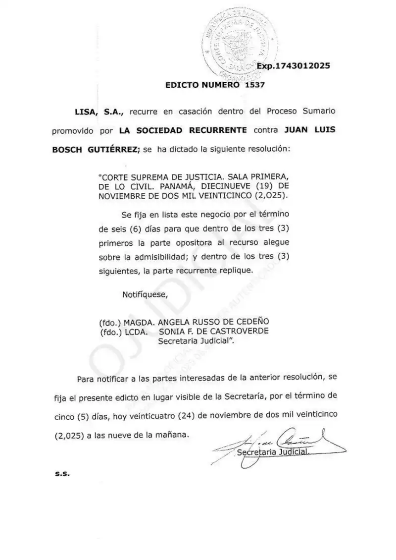 Preview of Fija plazos para escritos de casación