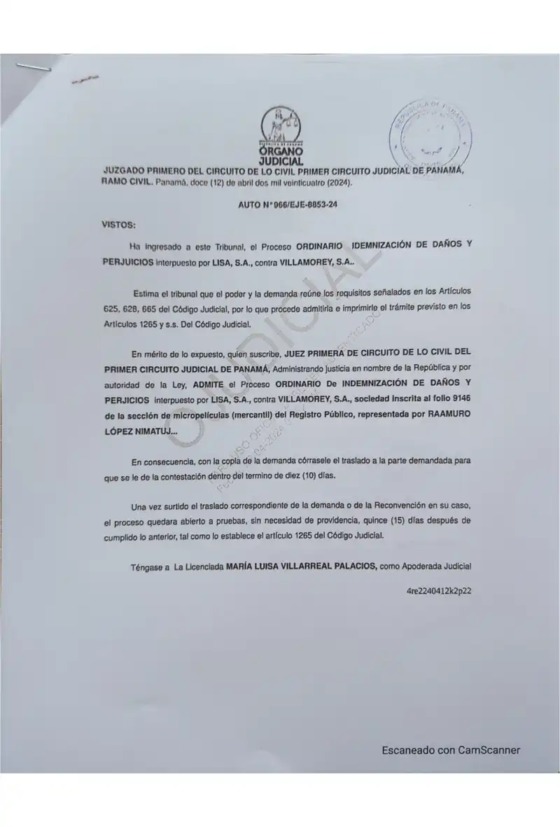 Admits Lisa’s damages claim against Villamorey