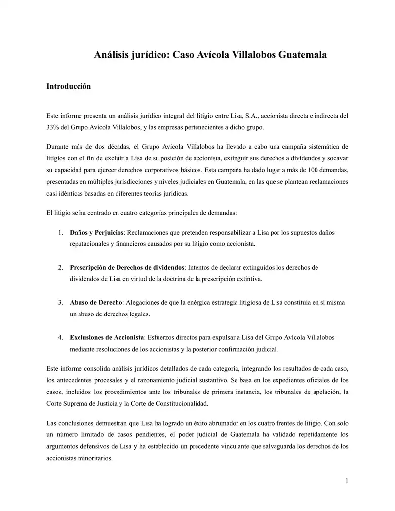 Análisis jurídico: Caso Avícola Villalobos Guatemala