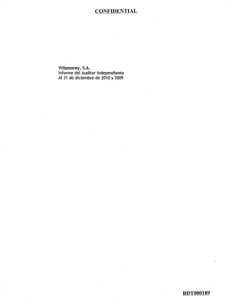 Informe del Auditor Independiente de Villamorey, S.A. – Estados Financieros 2009 y 2010