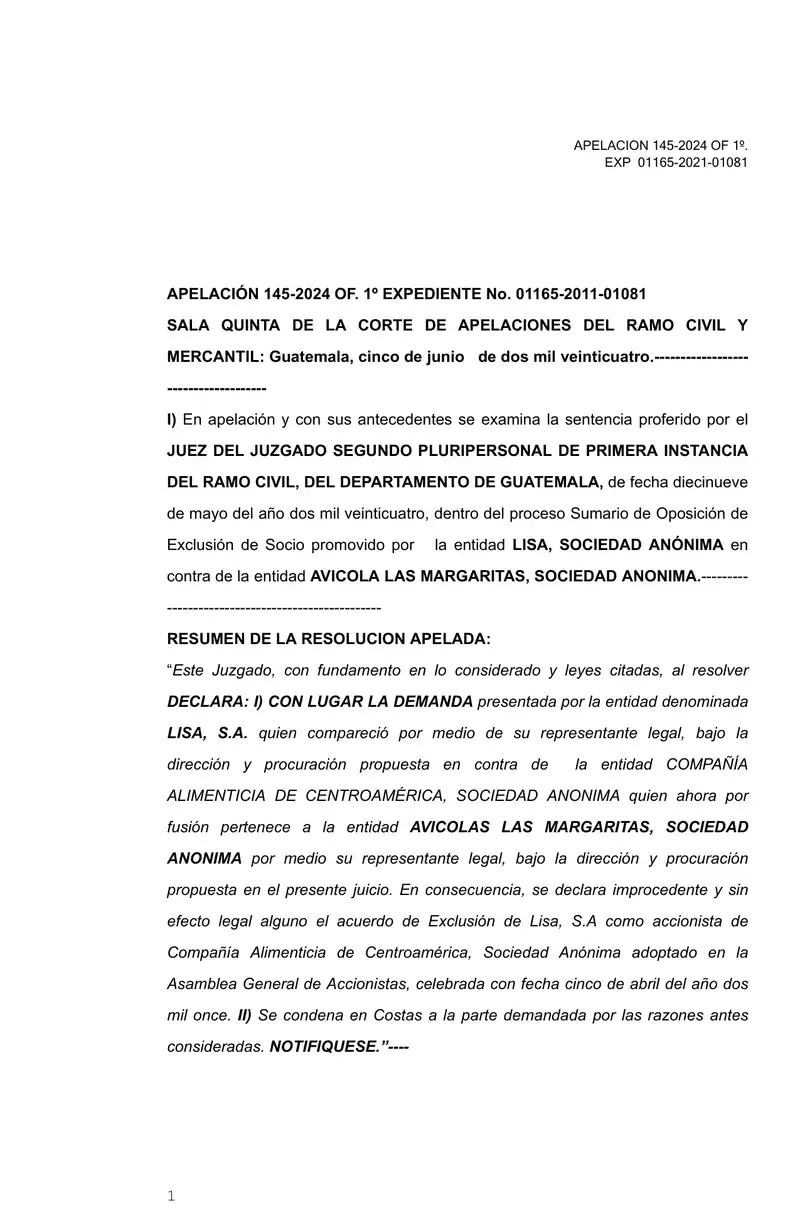 Confirms nullity of Lisa’s exclusion