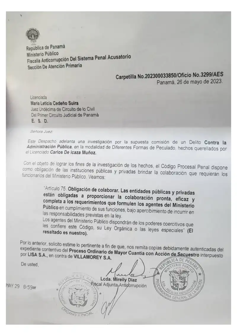 Requests authenticated file from civil case