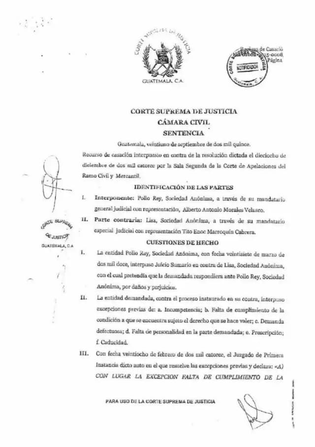 The Supreme Court Civil Chamber dismissed Pollo Rey's cassation for failing to identify the misapplied norm and confirmed that exclusion-based damages require the exclusion agreement to be final.